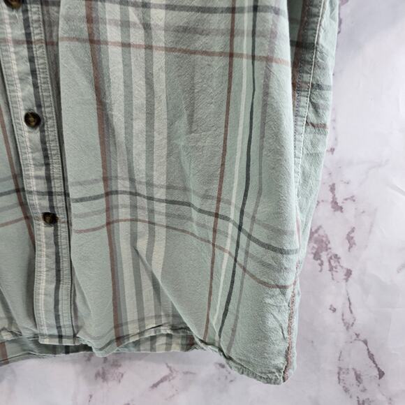 Carhartt Shirt Mens Large Green Short Sleeve Button Up Plaid Collared Loose Fit - Picture 4 of 11